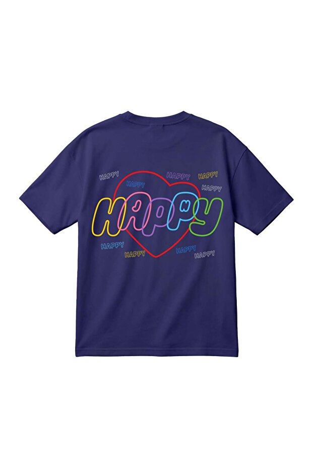 Bts Happy Printed Unisex Oversize T-Shirt