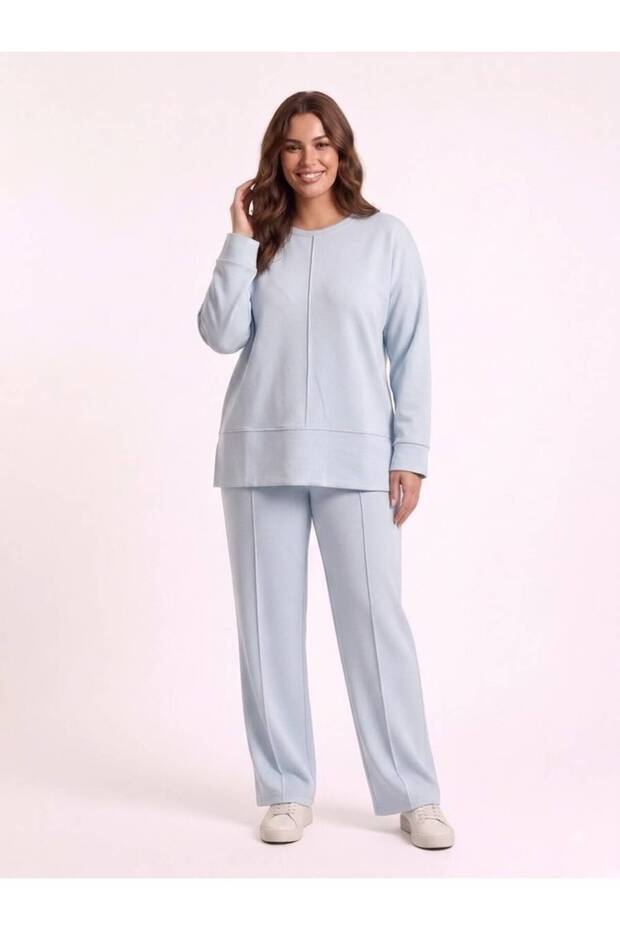 Plus Size Lycra Modal Fabric Pocketed Slit Comfortable Cut Set