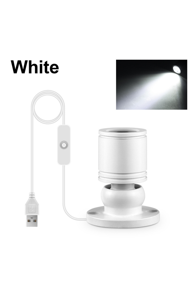 مصباح LED صغير ملون أبيض اللون، يعمل بمنفذ USB 5 فولت، بقوة 1 واط، مناسب للعرض والإضاءة.