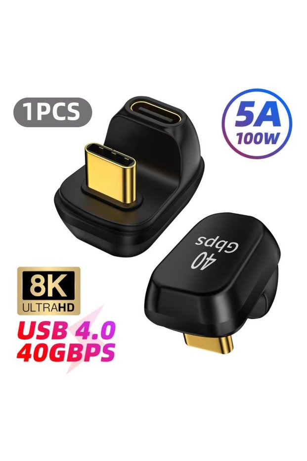 1 × محول USB 4.0 UX 40 جيجابت في الثانية Mini USB C بزاوية قائمة على شكل حرف U Thunderbolt3 محول USB C إلى Type C Con