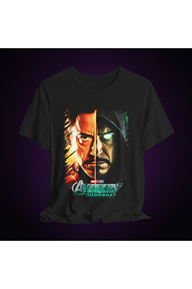 Dr. Doom Dual Face Design Dtf Printed Black Unisex T-Shirt - Custom Design Men'S/Women's T-Shirt