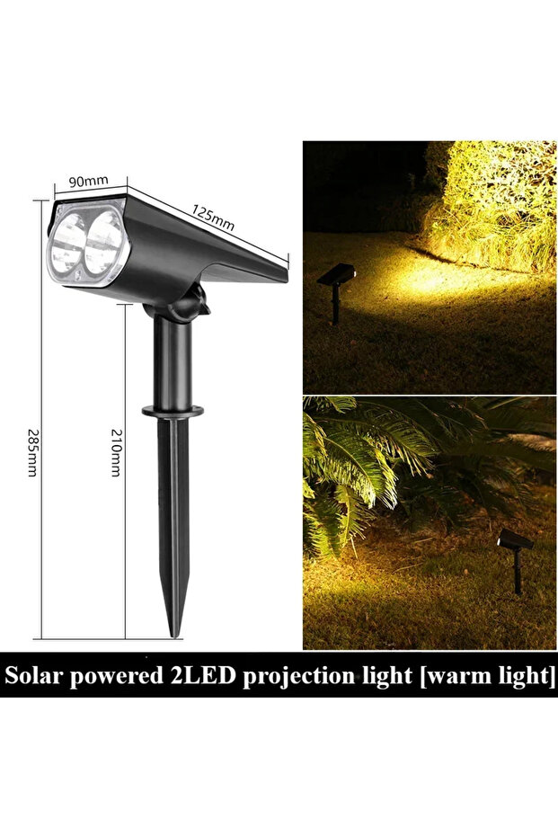 مصباح LED مزدوج يعمل بالطاقة الشمسية، بإضاءة دافئة، مناسب للاستخدام الخارجي، مع خاصية تغيير الألوان، 2 في 1