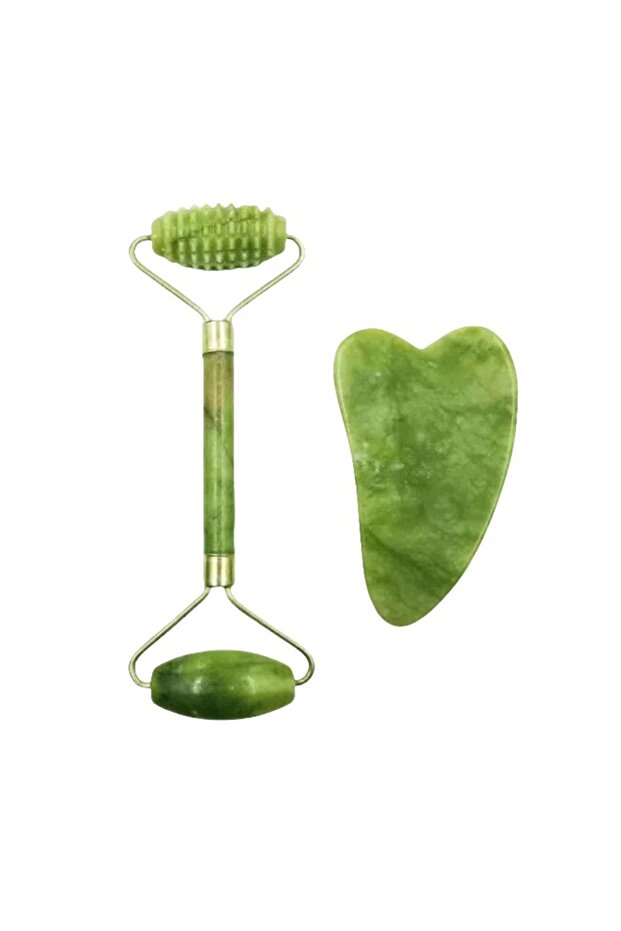 2pcs Natural jade roller massager, scraping board,foot massage roller,facial lifting and anti-wrinkl