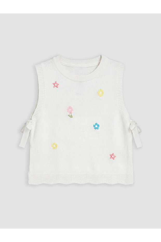 Two Mt Shop Quality Lcw Kids Ecru Knitwear Embroidered Girls' Sweater
