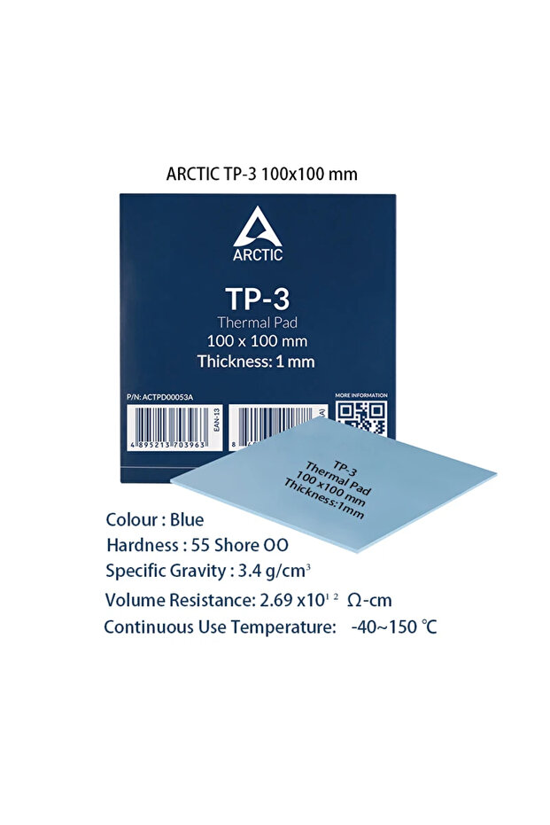 وسادة حرارية TP-3 100x100x1.0 مم من ARCTIC، عالية الأداء، ذات خصائص مميزة