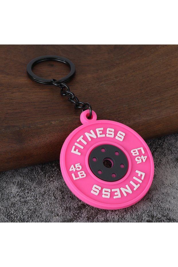 Pink A Fitness Equipment Keychain Metal Dumbbell Barbell Sports Pendant Portable Miu Bag Design For