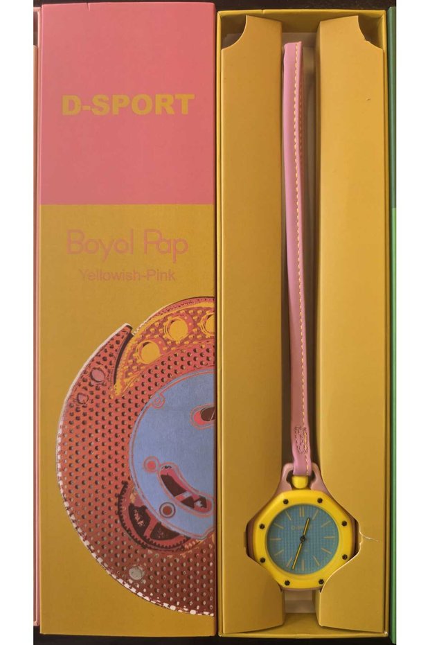 Charm Keychain and Bag Accessory with Yellow-Pink Leather Watchband