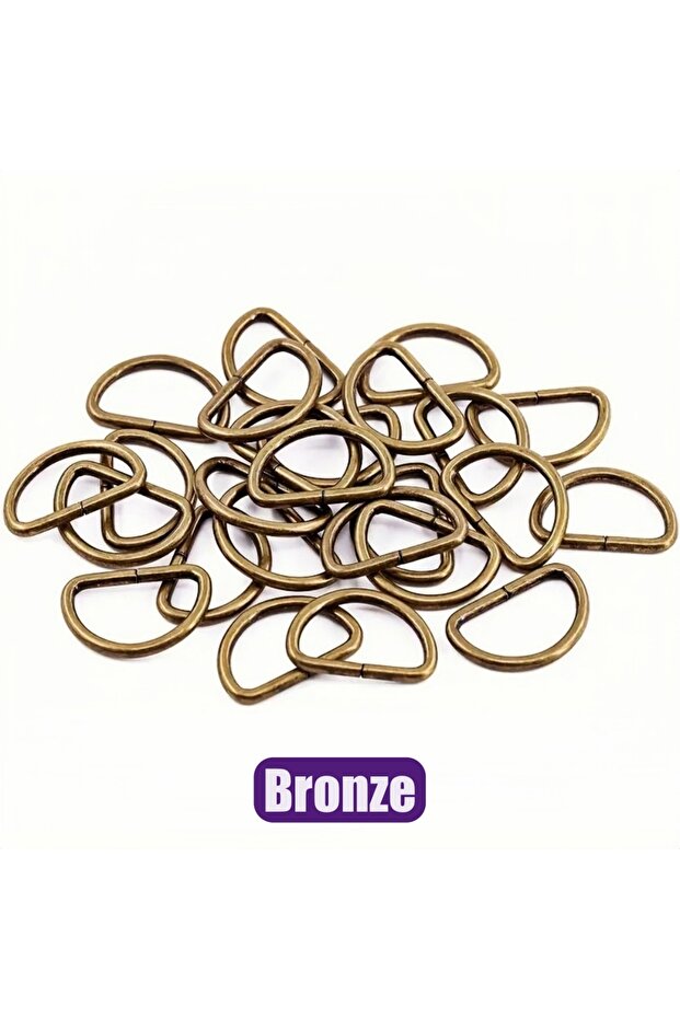 20mm Bronze 20Pcs Metal D Ring Connection Buckle for Belt Handbag Strap Bag Shoes Hardware DIY Sewin