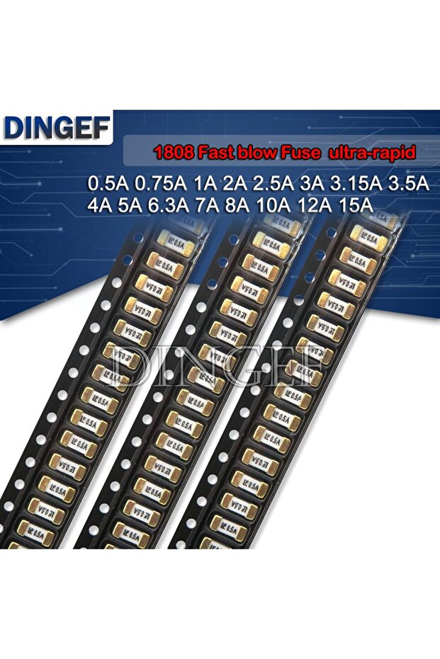 1A 10PCS Gold 1808 125V 250V AC SMD Fast blow Fuse 0.5A 500mA 1A 2A 3A 4A 5A 6.3A 8A 10A 12A 15A 500