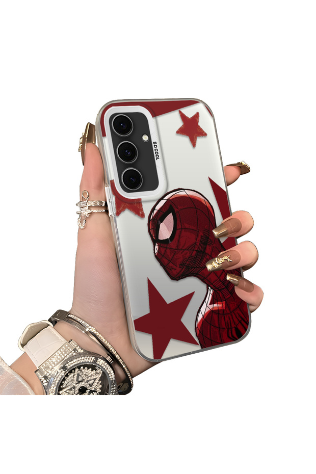 Samsung Galaxy S24 Fe Compatible Hard Acrylic Back Silicone Edge Lens Protection Spiderman Case