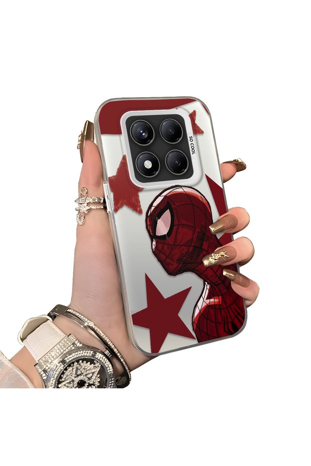 Xiaomi Redmi Note 14 Pro 4G/5G Compatible Hard Acrylic Back Silicone Edge Lens Protection Spiderman Case