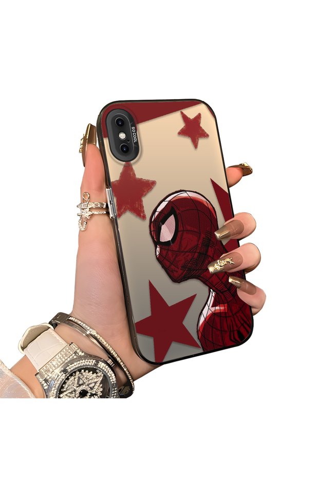 iPhone XS Max Compatible Hard Acrylic Back Silicone Edge Lens Protection Spiderman Case