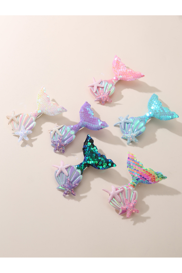 Set of 6 - Fish Tail Shape Hair Clips