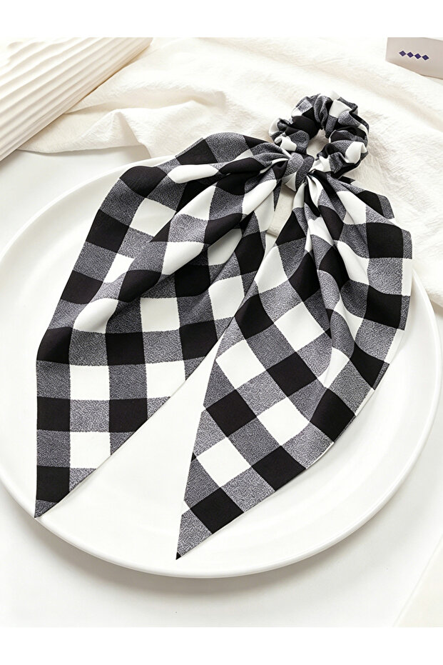 Checkered Bow Hair Tie