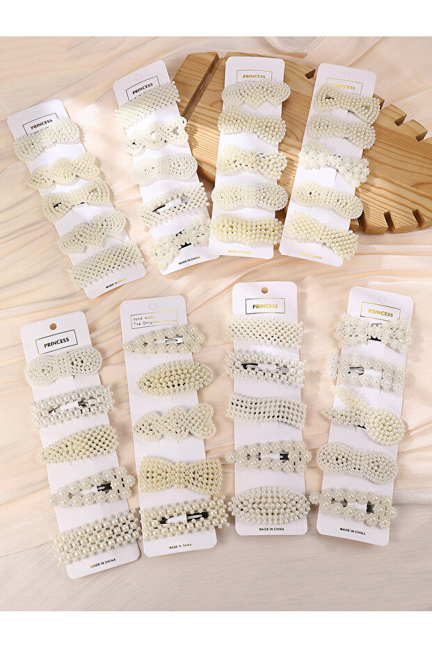 Pack of 40 - White Pearls Embellished Hair Clips