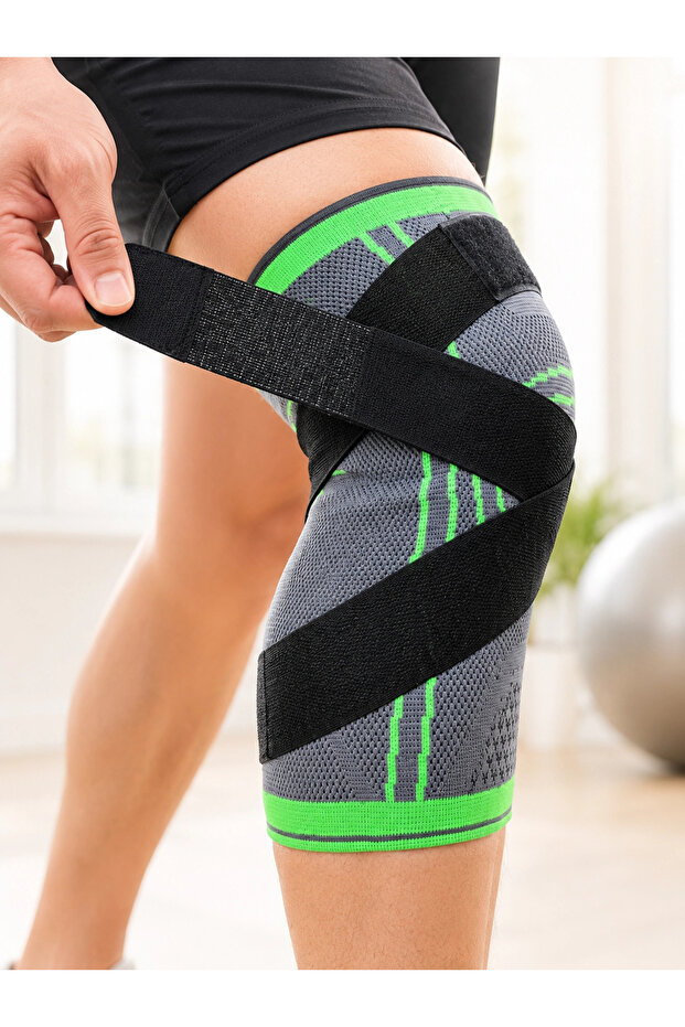 Knitted Sports Knee Brace Flexible Knee Protector with Adjustable Cross Support Band