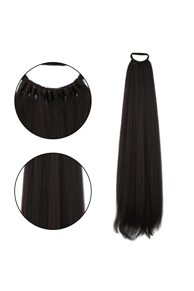 Rubber Buckle Ponytail Plain / Red Brown
