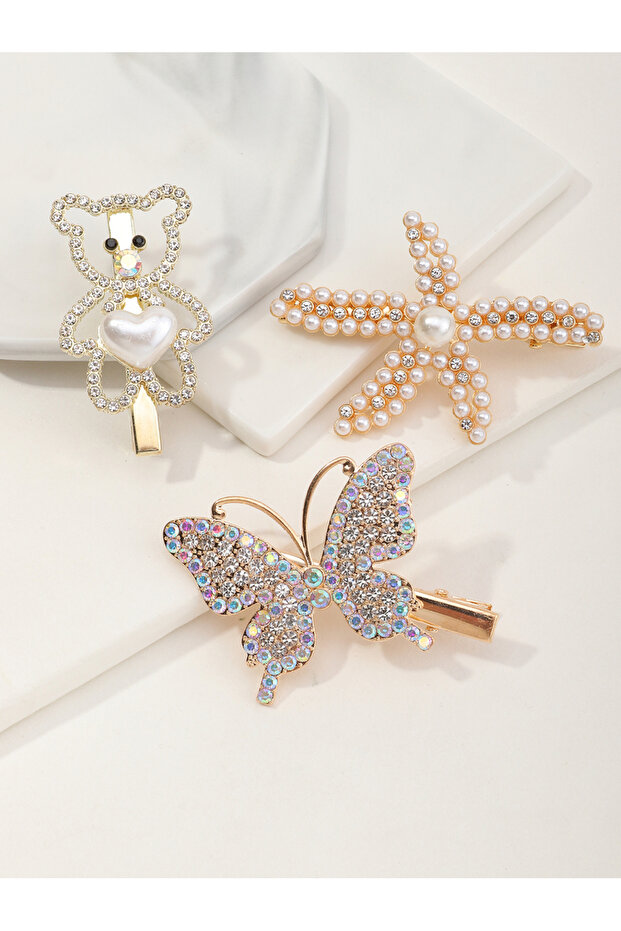 Set of 3 - Rhinestone Hair Clips