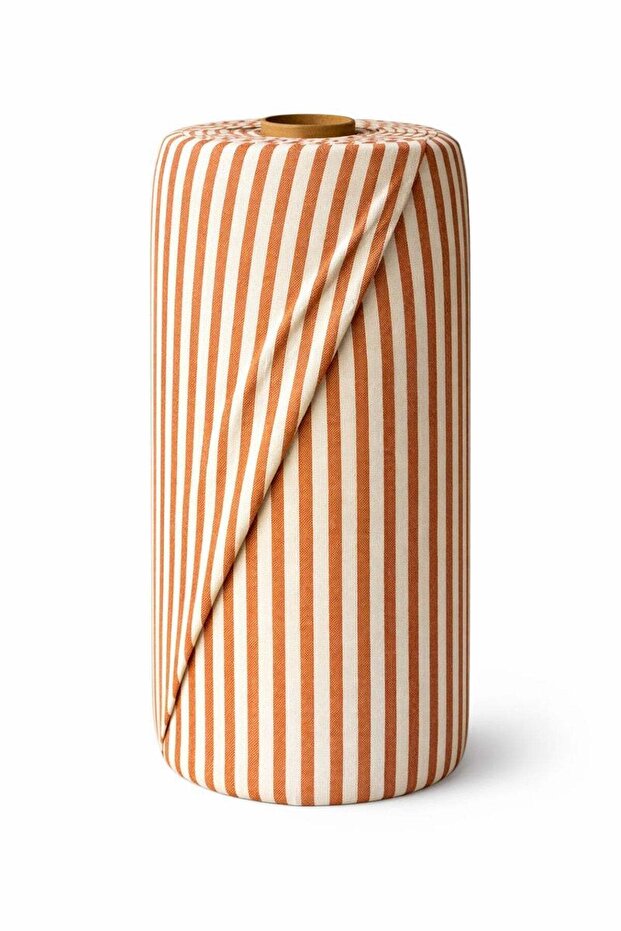 Striped Washed Linen Look 100% Cotton Fabric 235 cm Orange