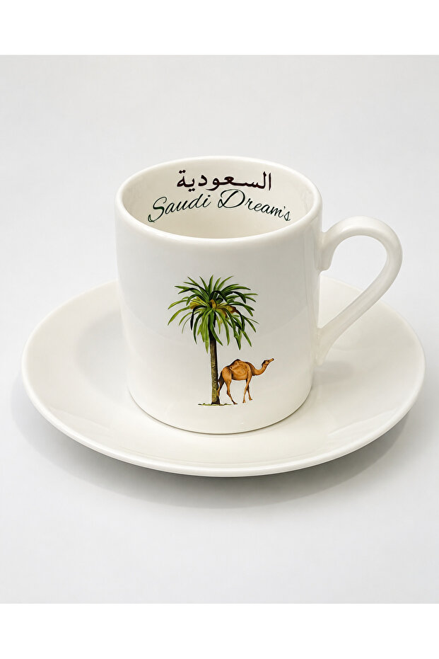 كوب قهوة اسبريسو السعودية مع جمل و نخلة 90 مل