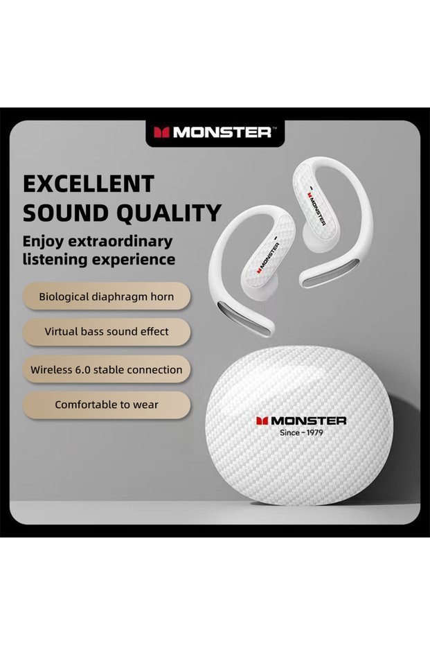 New White Monster MQO37 Gaming Earphones TWS Bluetooth 6.0 Noise Reduction Sport Headphone HiFi Ster