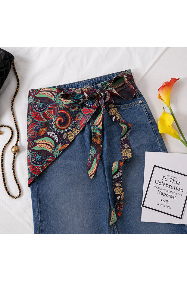 Women's Patterned Scarf Belt – Stylish Waist Accessory for Pants and Dresses