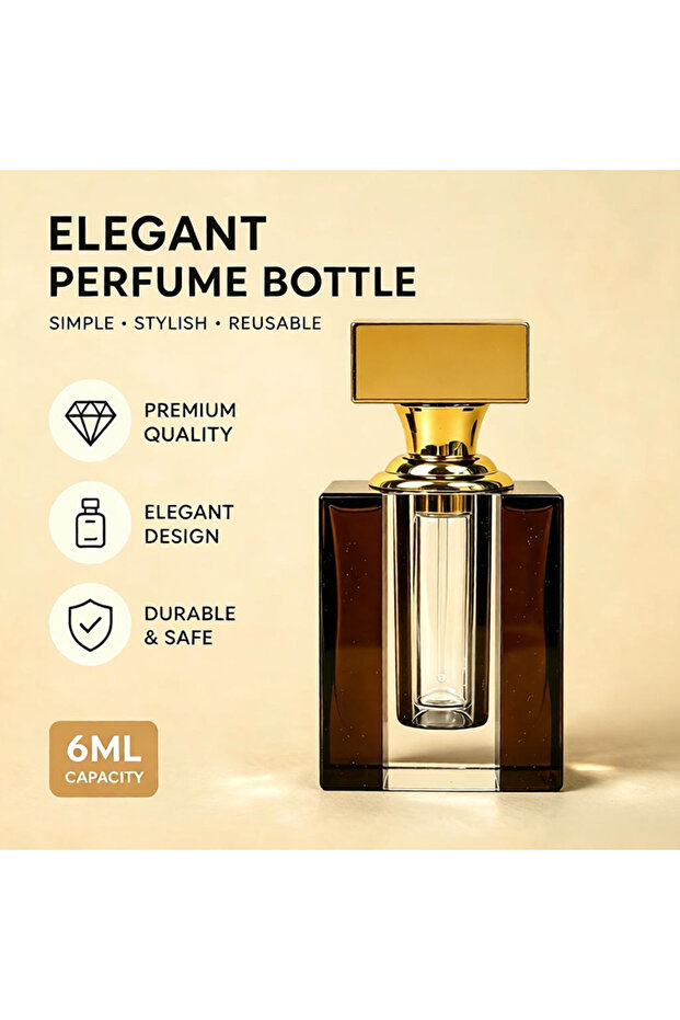 Luxury Black Gold Rectangle Empty Essential Oil and Perfume Spray Bottle, Refillable Glass Container with Inner Tube, Premium Travel Cosmetic Atomizer for Daily Fragrance and Aromatherapy.