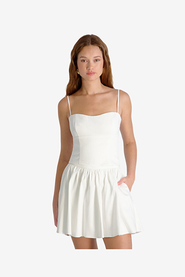 Women's Summer White Cotton Sateen Cami