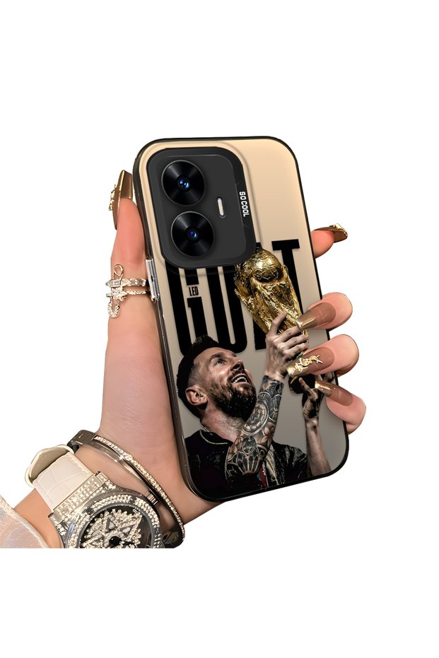 Realme C55 Compatible Hard Acrylic Back Silicone Edge Lens Protection Star Football Player Case