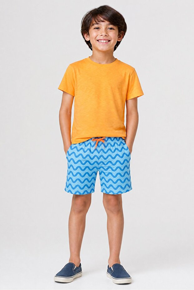 Kids Boy 3 Pcs Heather T-Shirt and Shorts with Iron on Patches, Multicolor