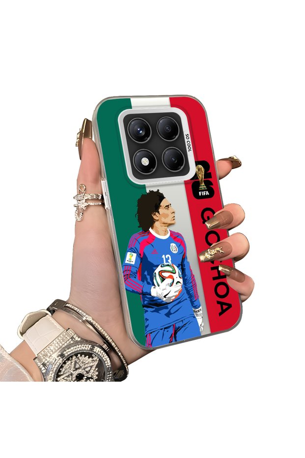 Xiaomi Redmi Note 14 Pro 4G/5G Compatible Hard Acrylic Back Silicone Edge Lens Protection Football Player Case