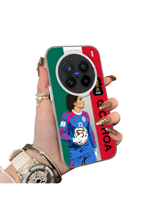 Vivo X200 Pro Compatible Hard Acrylic Back Silicone Edge Lens Protection Star Football Player Case