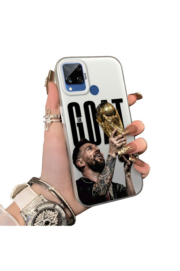 For Realme C15/C25/C25S Compatible Hard Acrylic Back Silicon Edge Lens Protection Star Football Player Case