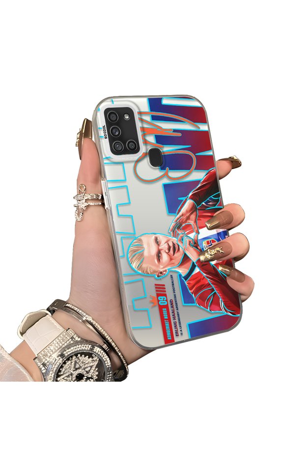 Samsung Galaxy A21S Compatible Hard Acrylic Back Silicone Edge Lens Protection Haaland Case