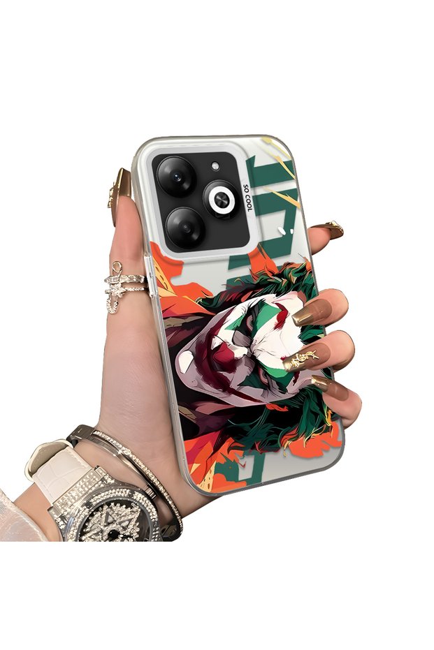 Infinix Smart 8/8 Pro/8 Plus Compatible Hard Acrylic Back Silicone Edge Lens Protection Joker Case