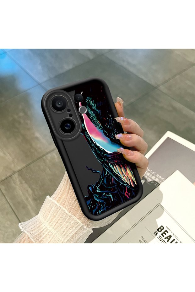Vivo X200 Fe Compatible Black Silicone Shockproof Camera Protected Venom Case