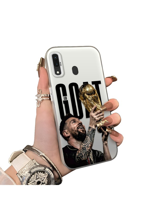 Samsung Galaxy A30/A20 Compatible Hard Acrylic Back Silicon Edge Lens Protection Star Football Player Case