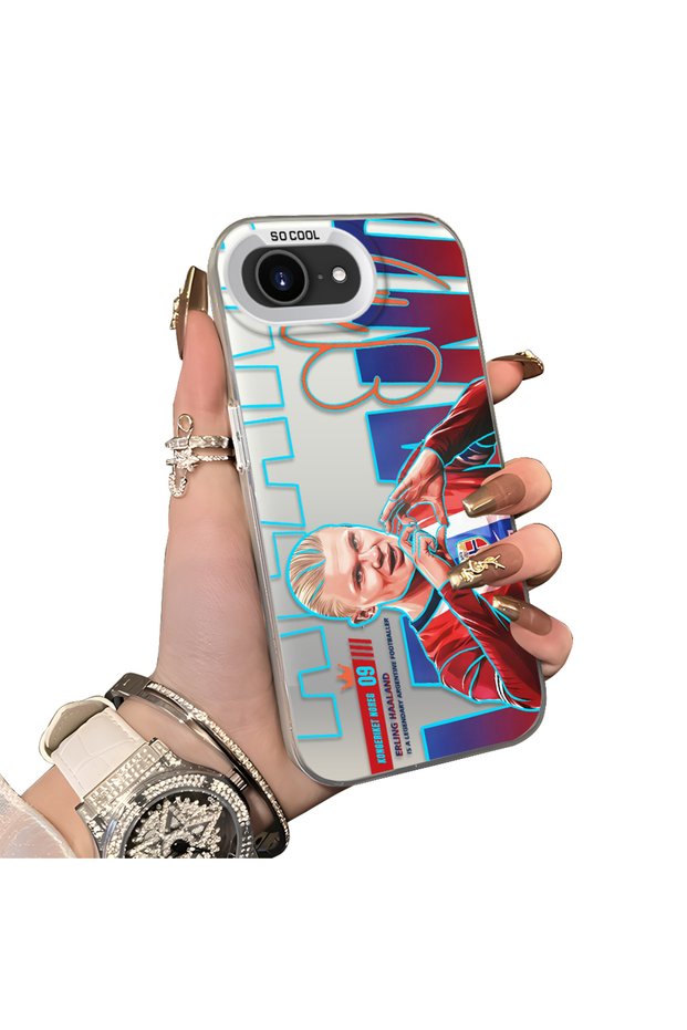 iPhone 16E Compatible Hard Acrylic Back Silicone Edge Lens Protection Haaland Case