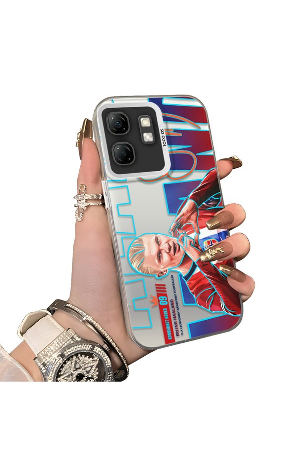 Infinix Smart 9 Compatible Hard Acrylic Back Silicone Edge Lens Protection Haaland Case