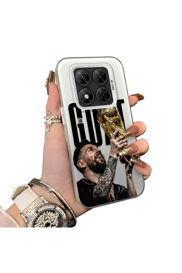 Xiaomi Poco X7 Compatible Hard Acrylic Back Silicone Edge Lens Protection Star Football Player Case