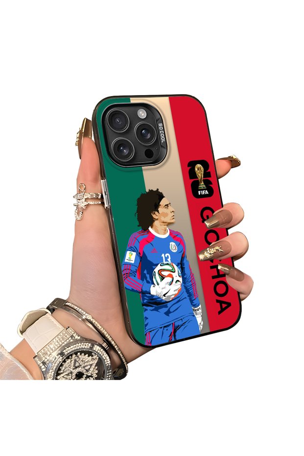 iPhone 16 Pro Compatible Hard Acrylic Back Silicone Edge Lens Protection Star Football Player Case