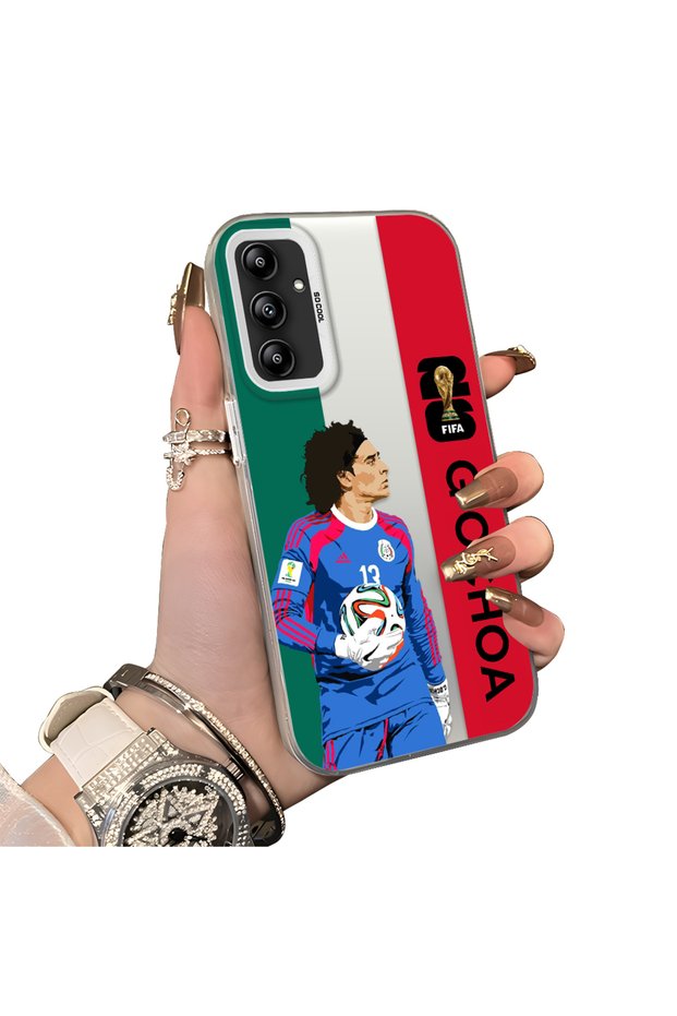 Samsung Galaxy A14 4G/5G Compatible Hard Acrylic Back Silicone Edge Lens Protection Star Football Player Case