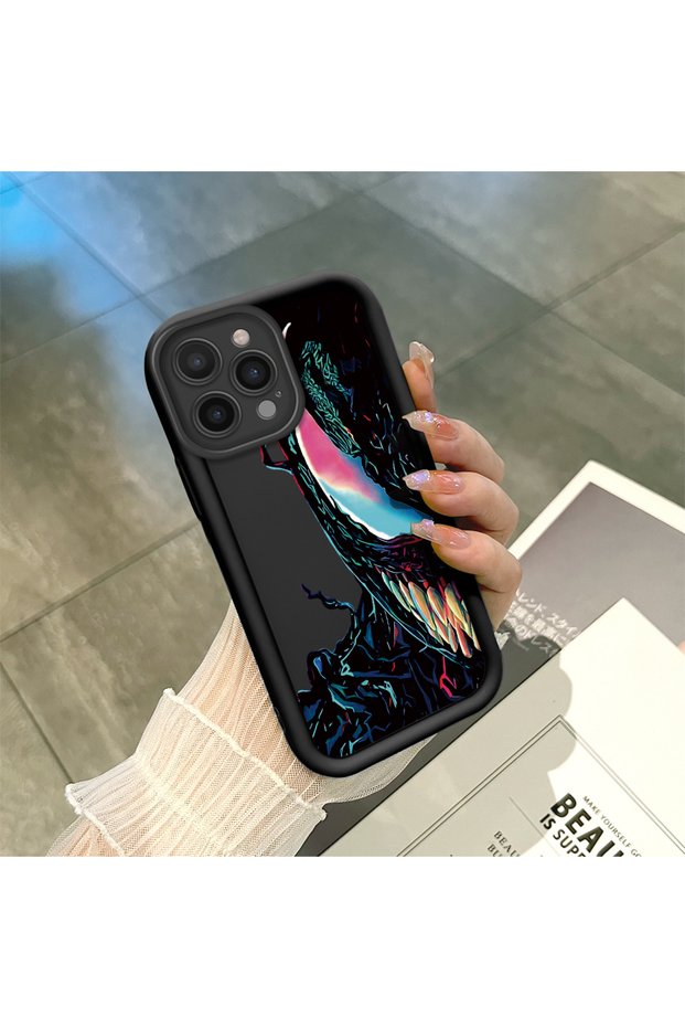 iPhone 12 Pro Compatible Black Silicone Shockproof Venom Case with Camera Protection