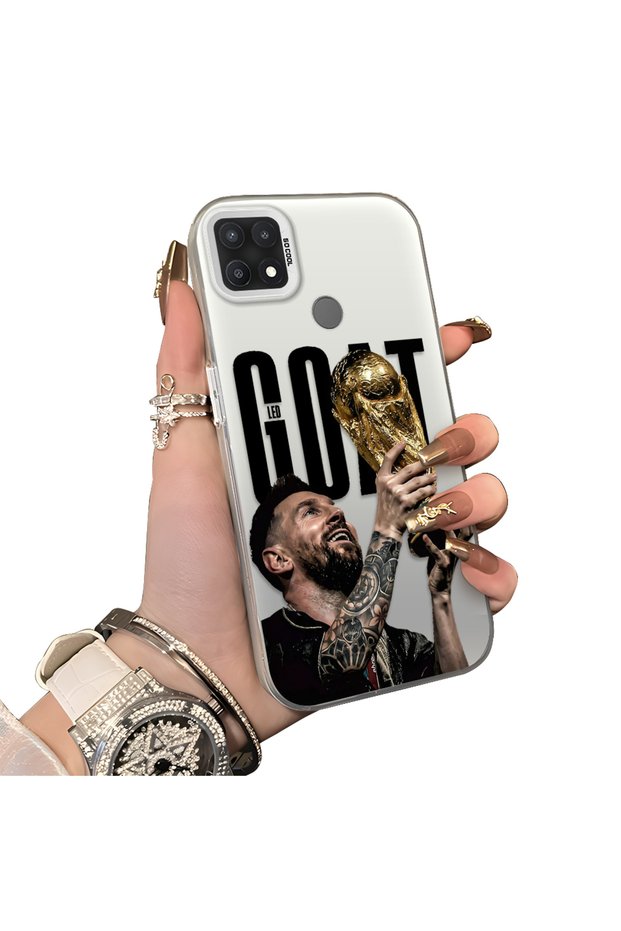 Oppo A15/A15S Compatible Hard Acrylic Back Silicone Edge Lens Protection Star Football Player Case