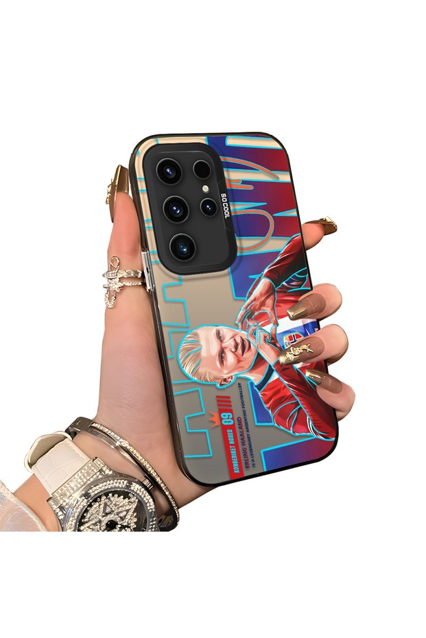 Samsung Galaxy S23 Ultra Compatible Hard Acrylic Back Silicone Edge Lens Protection Haaland Case