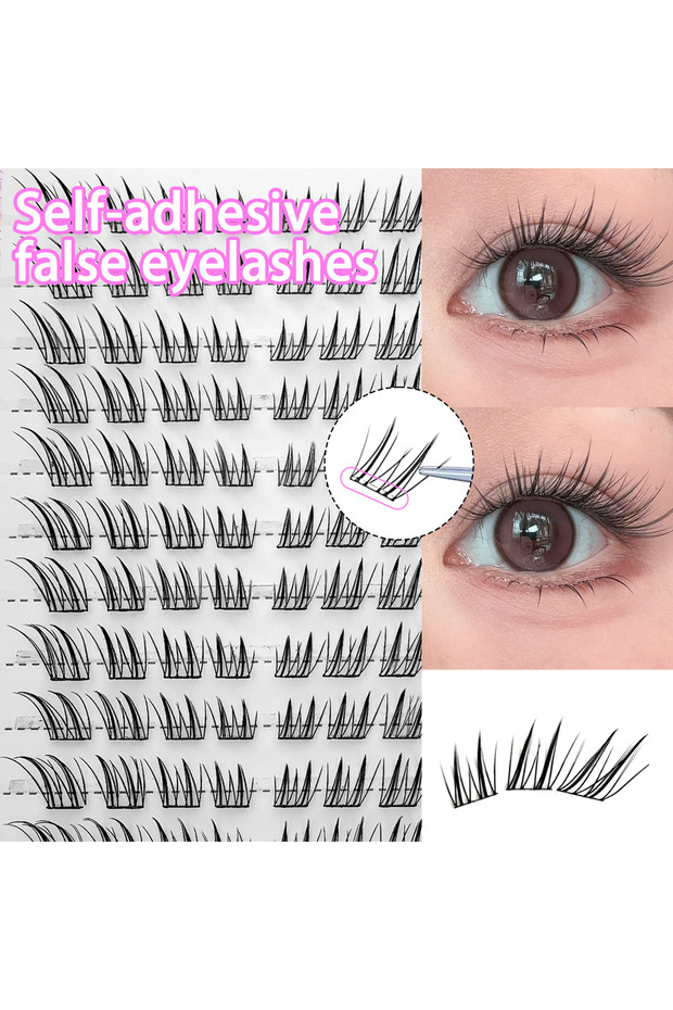 Fox Eyelash 10 Rows Fox Eye Glue-Free False Eyelashes Easy to Apply Beginner Friendly Natural Soft &