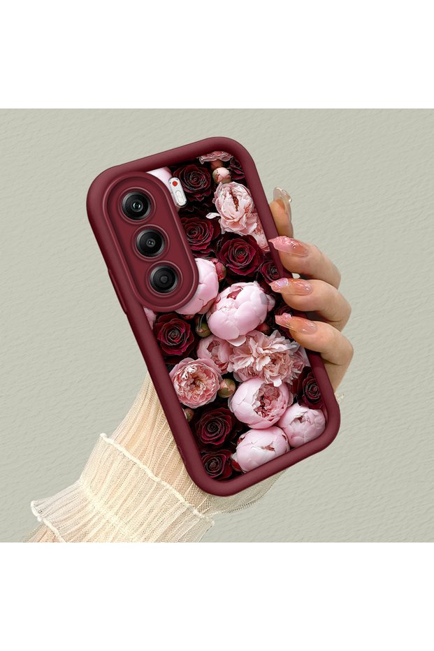 Tecno Camon 40 Pro 5g Compatible Shock-Absorbing Silicone Case with Abundant Floral Vintage Rose Print