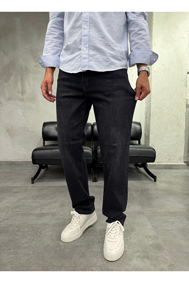 Lycra Straight Leg Black Washed Regular Fit Jeans