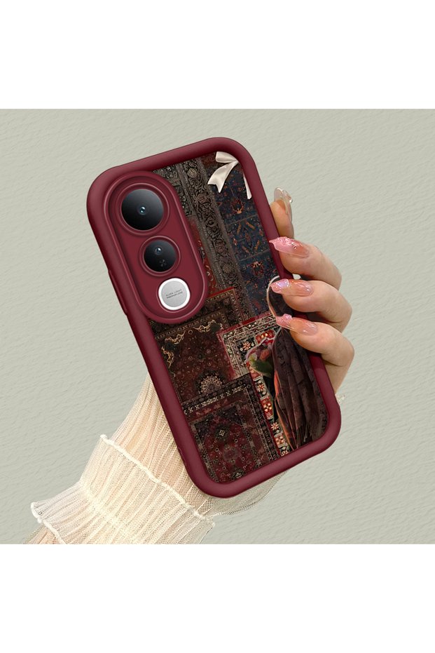 Vivo V50 Lite 4G/5G Compatible Retro Carpet Collage Aesthetic Printed Shock-Absorbing Daily Protective Case