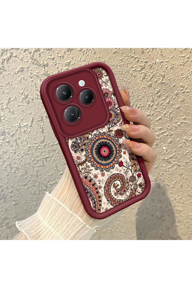 Infinix Hot 40/40 Pro Compatible Retro Ethnic Floral Print Shock-Absorbing Daily Protective Case